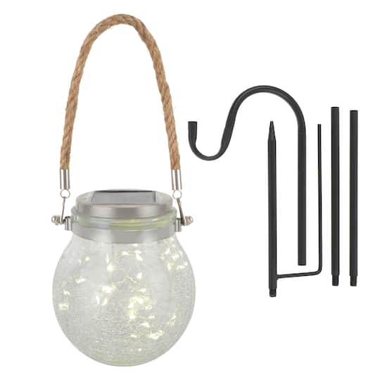 Warm White Solar LED Hanging Glass Lantern by Ashland&#xAE;